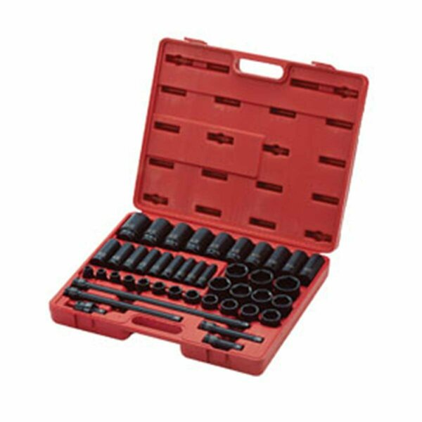 Gourmetgalley 0.5 in. Drive SAE Impact Socket Master Set, Red - 43 Piece GO96122